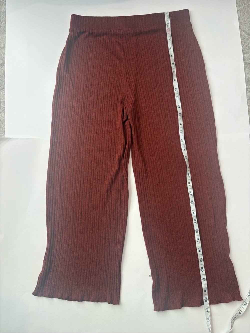 Zara Ribbed Wide-Leg Pants - Rust Brown - Picture 4 of 6